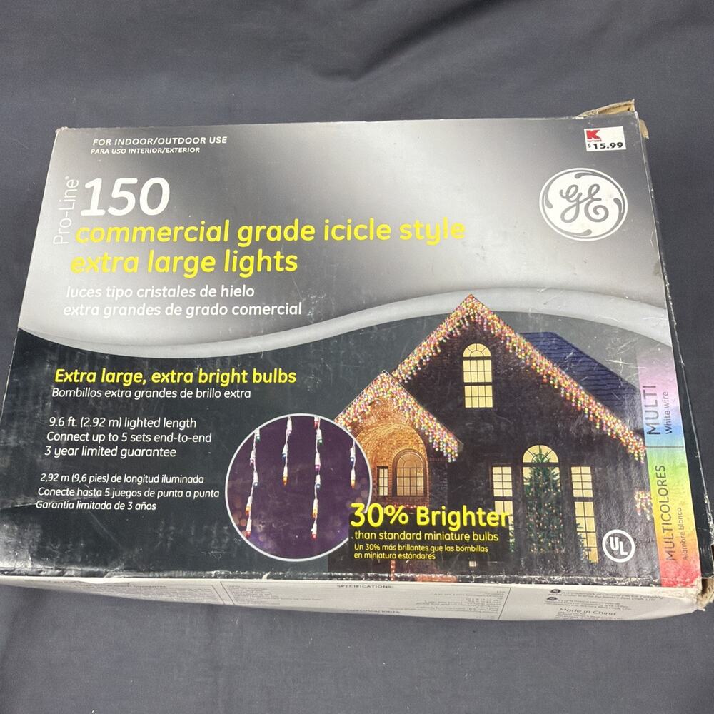 GE Pro-Line 150 WHITE Commercial Grade Icicle Style Extra Large Lights NEW